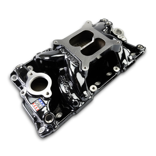 Edelbrock Performer RPM Air-Gap Intake Manifold for Chevrolet Small Block V8 with Black Plasma Finish (Part #7501-BP)