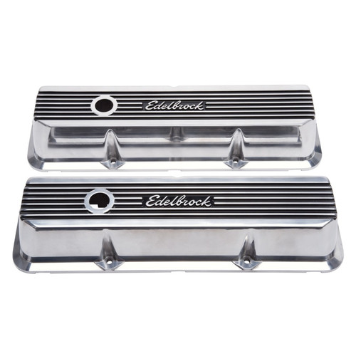 Edelbrock Elite II Valve Covers for Ford FE 1958-1976 – Polished Aluminum with Black Accents
