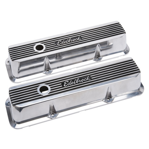 Edelbrock Elite II Valve Covers for Ford FE 1958-1976 – Polished Aluminum with Black Accents