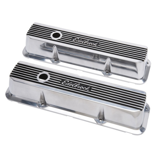 Edelbrock Elite II Valve Covers for Ford FE 1958-1976 – Polished Aluminum with Black Accents