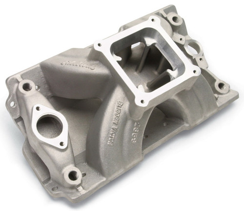 Edelbrock Victor Glidden Intake Manifold Part #2859 for Chevy Small-Block Engines with 15 & 18 Degree Heads