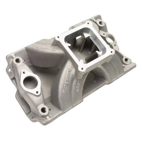 Edelbrock Victor Glidden Intake Manifold Part #2859 for Chevy Small-Block Engines with 15 & 18 Degree Heads