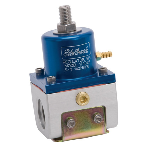 Edelbrock Fuel Pressure Regulator EFI 180 GPH 35-90 PSI -10 In/Out -6 Return Blue/Clear Part #174022
