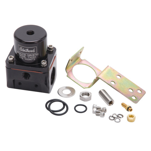 Edelbrock Carbureted Fuel Pressure Regulator 174053 – Adjustable 180 GPH, 5-10 PSI, Black Finish