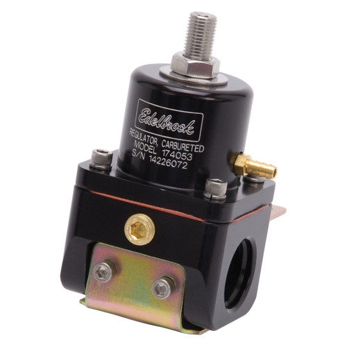 Edelbrock Carbureted Fuel Pressure Regulator 174053 – Adjustable 180 GPH, 5-10 PSI, Black Finish