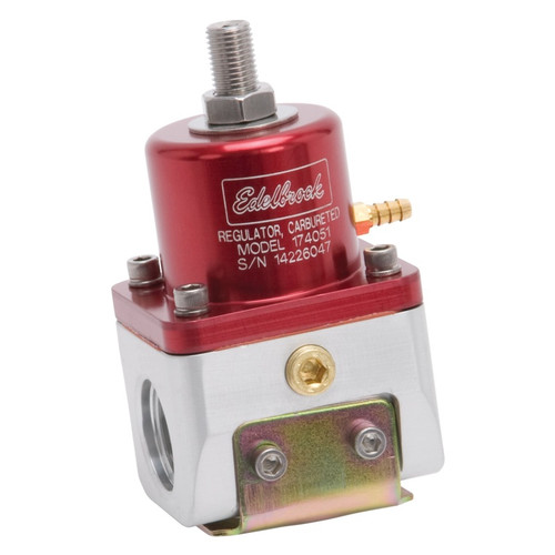 Edelbrock Fuel Pressure Regulator Carbureted 180 GPH 5-10 PSI -10 In/Out -6 Return in Red