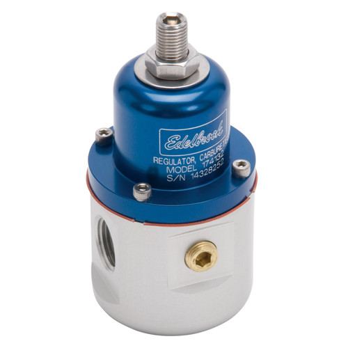 Edelbrock Carbureted Fuel Pressure Regulator 174132 - 160 GPH, 5-10 PSI, Blue Finish