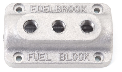 Edelbrock Part #1285 Vintage Cast Aluminum Fuel Block for Triple Carburetors