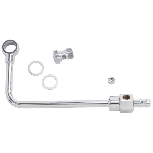 Edelbrock Part #8126 Chrome Steel Fuel Line for Edelbrock Carburetors with 3/8 Inch Barb Inlet