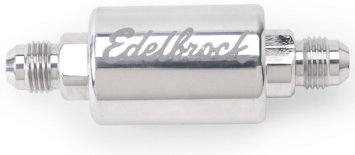 Edelbrock High Flow Fuel Filter Part #8129 - Billet Aluminum, 40 Micron, -6 AN Inlet/Outlet