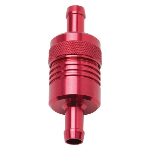 Edelbrock Aluminum Street Fuel Filter Part #8139 - 3 Inch Red Finish, 40-Micron Sintered Bronze Element for Carbureted Engines Under 300 HP