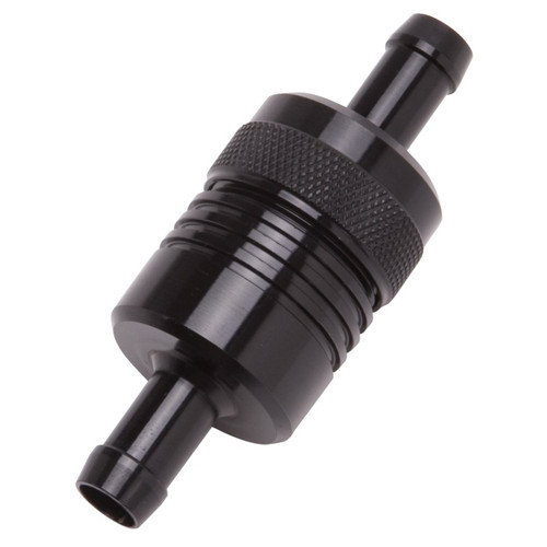 Edelbrock Aluminum Street Fuel Filter Part #8157 - 3 Inch x 1-1/8 Inch with 3/8 Inch Inlet/Outlet, Black