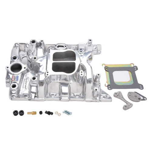 Edelbrock Performer Pontiac Polished Intake Manifold Part #21561 for 1965-1979 Pontiac V8 Engines