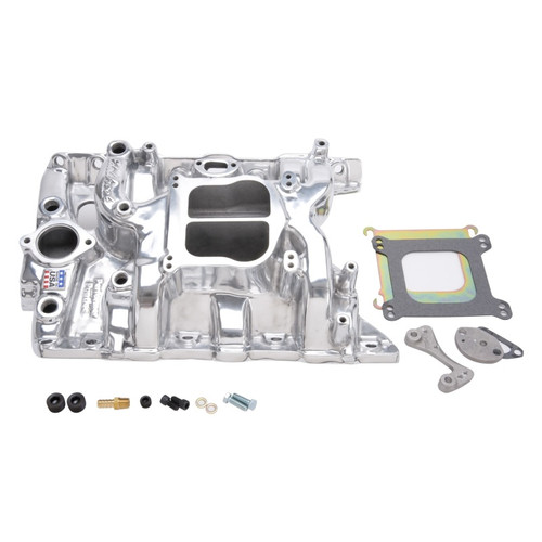 Edelbrock Performer Pontiac Polished Intake Manifold Part #21561 for 1965-1979 Pontiac V8 Engines