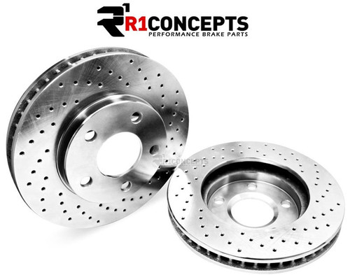 R1 Concepts E-Line Cross-Drilled Front Brake Rotors For 2002-06 Audi A4 [B6]