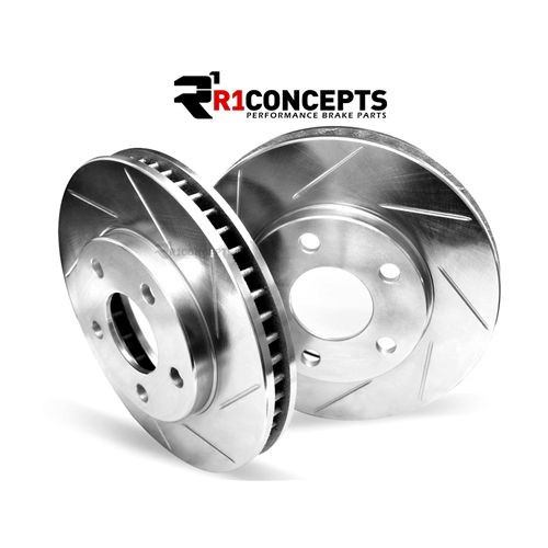 R1 Concepts E-Line Slotted Front Brake Rotors For 2002-06 Audi A4 [B6]