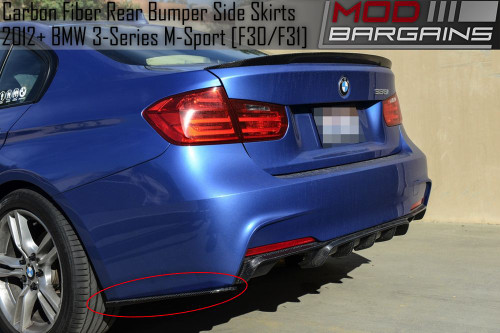 Carbon Fiber Rear Bumper Side Skirts for 2012+ BMW 3-Series F30 BMSS3021