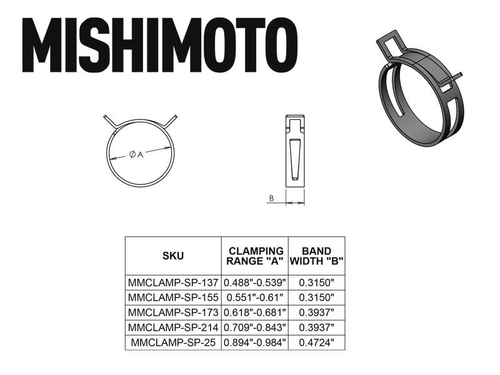 No Longer Available - Mishimoto Spring Clamp 0.62" - 0.68" (15.7mm - 17.3mm) for Vehicle - MMCLAMP-SP-173