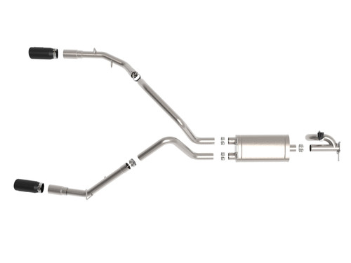 aFe Power Gemini XV 3 IN 304 Stainless Steel Cat-Back Exhaust System w/ Cut-Out Black for RAM 1500 19-21 V8-5.7L HEMI - 49-32081-B