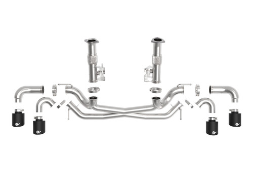 aFe Power MACH Force-Xp 304 Stainless Steel Cat-Back Exhaust w/o Muffler Black (No NPP) for 2020-2021 C8 Corvette - 49-34127NM-B