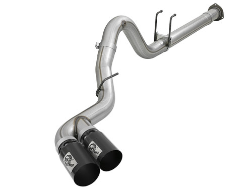 aFe Power Rebel XD Series 4" 409 Stainless Steel DPF-Back Exhaust System w/ Dual Black Tips for Ford Diesel Trucks 17-21 V8-6.7L (td) - 49-43102-B