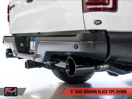 AWE 0 FG Exhaust for Gen 2 Ford Raptor (Resonated Performance Cat-back) - Diamond Black 5 Tips" - 3015-33106