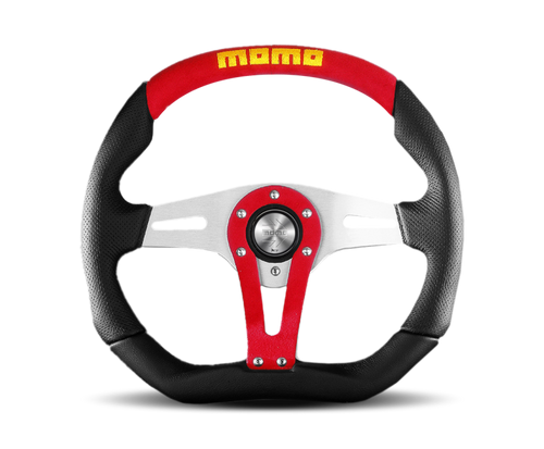 Momo Trek Steering Wheel 350 mm - 4 Black AirLeather/Brshd Al Spokes