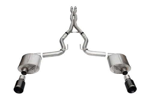 Corsa 2024 rd Mustang GT- Sport Cat-Back Ex.Sys 3.0in Dual Rear Exit w/4.5in Blk PVD StraightCut Tip