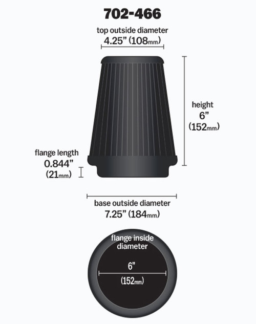 Airaid Universal Air Filter - Cone 6 x 7 1/4 x 4 3/4 x 6 - Blue SynthaMax 702-466