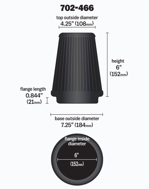 Airaid Universal Air Filter - Cone 6 x 7 1/4 x 4 3/4 x 6 - Blue SynthaMax 702-466