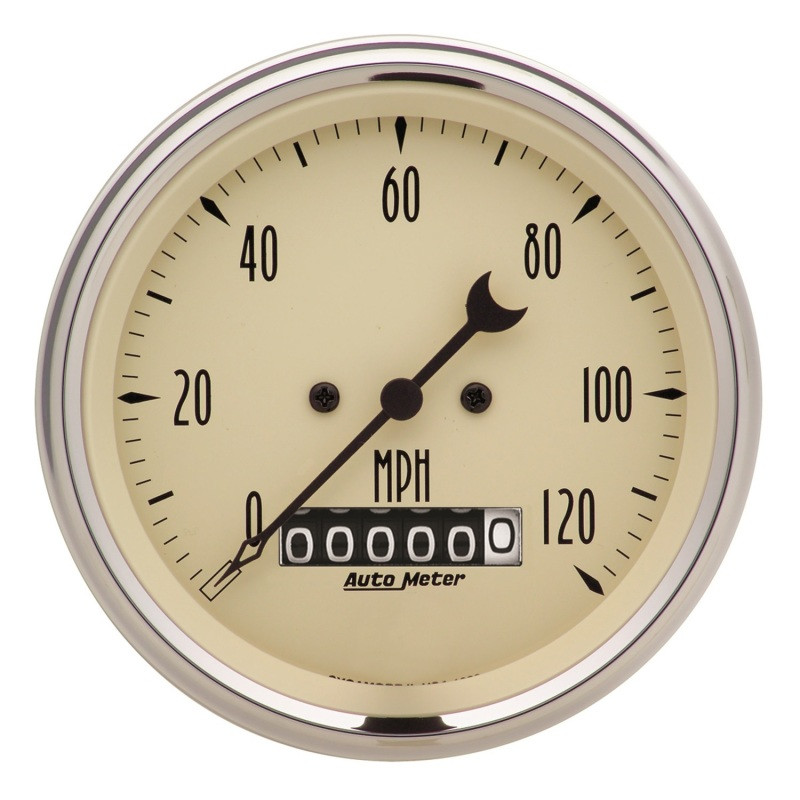 Autometer 3-3/8in 120mph Antique Beige Elec. Programmable Speedometer w ...