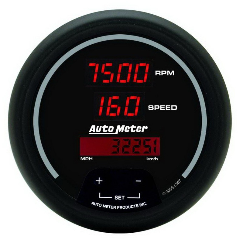 Autometer Black 85.7mm 8000 RPM/160 MPH or 260 km/h Digital Tach/Speedo ...
