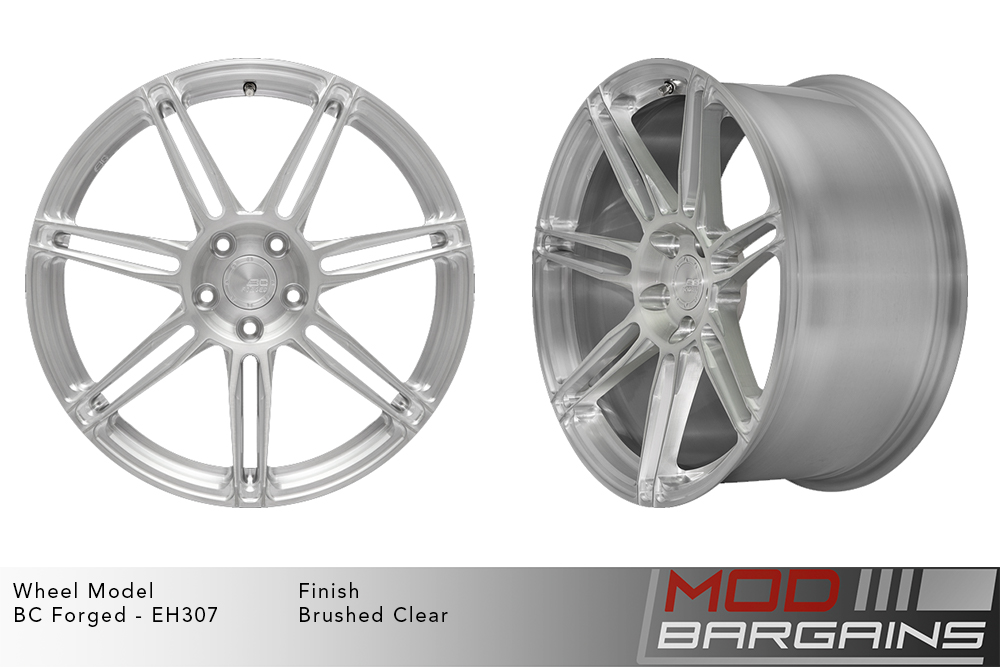 BC Forged EH307 Split 7 Spoke Wheels Brushed Clear Silver