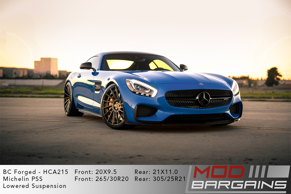 Blue Mercedes C190 AMG GT Coupe on 20 in front and 21 in rear BC Forged HCA215S Wheels