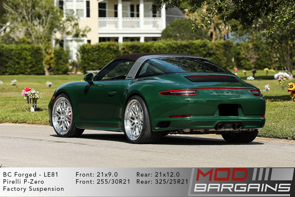 Green Porsche 991 911 Targe on 21 in BC Forged LE81 Wheels Pirelli Tires