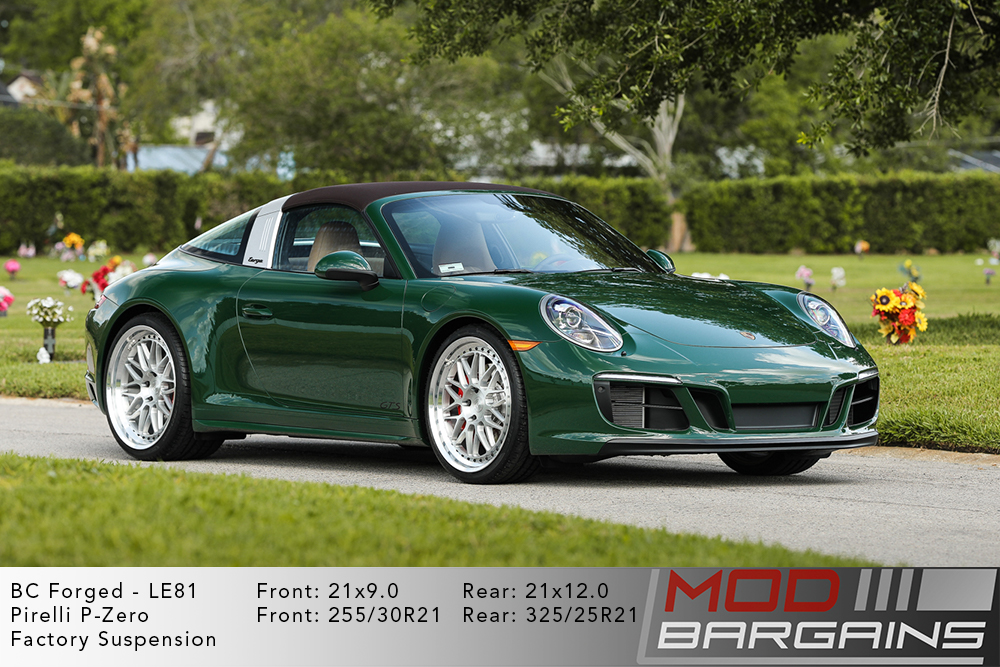 Green Porsche 991 911 Targe on 21 in BC Forged LE81 Wheels Pirelli Tires