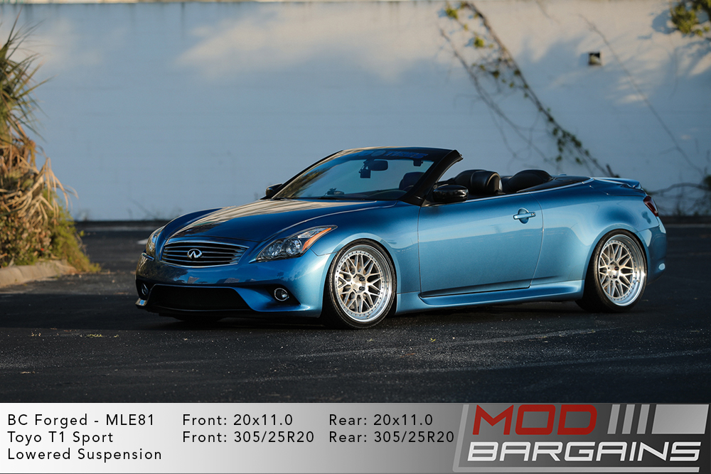 Blue Infiniti G37 Convertable on 20 in BC Forged MLE81 Wheels