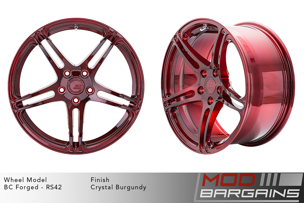 BC Forged RS42 Split 5 Spoke Wheels Brushed Red Crystal Burgundy