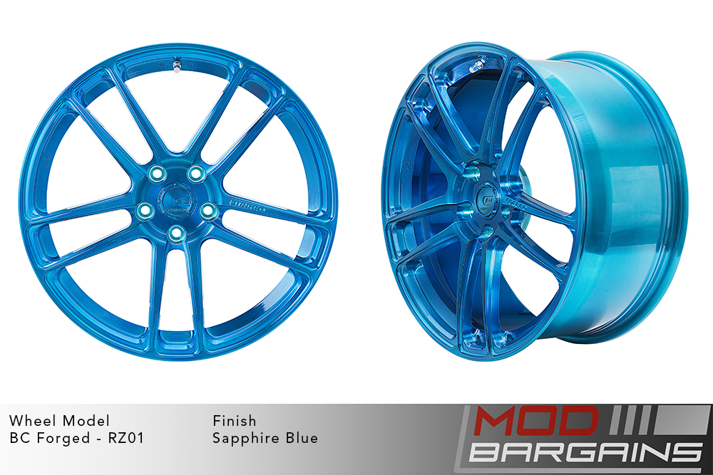 BC Forged RZ01 Split 5 Spoke Wheels Brushed Blue