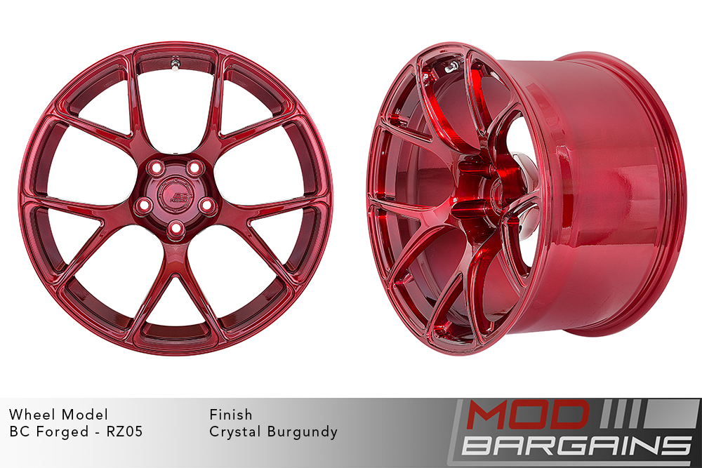 BC Forged RZ05 Split 5 V Spoke Wheels Brushed Red Crystal Burgundy