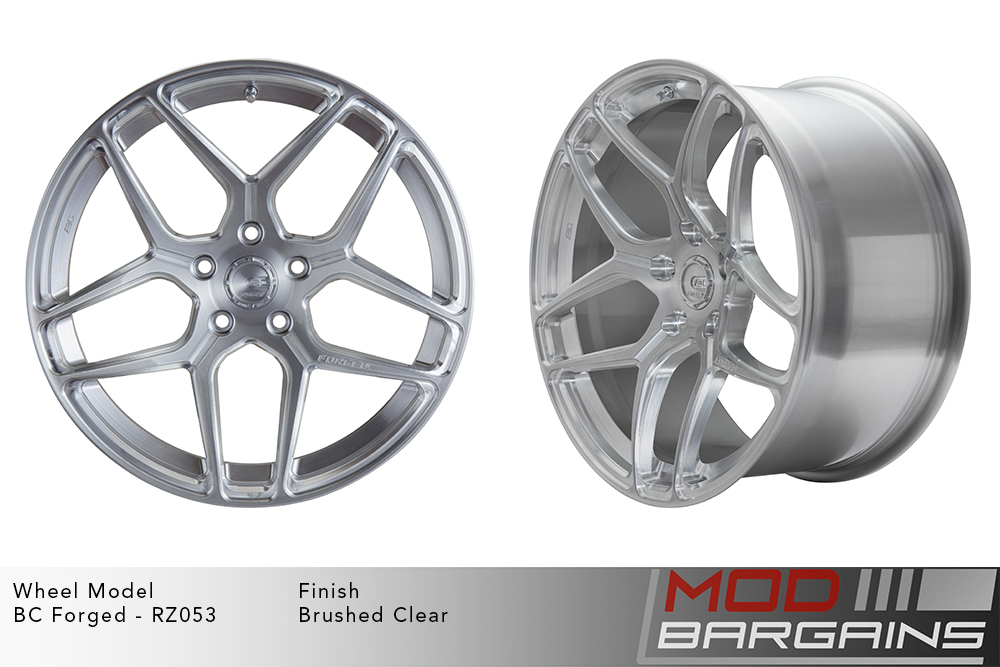 BC Forged RZ053 Split 5 Spoke Brushed Clear Silver Wheels