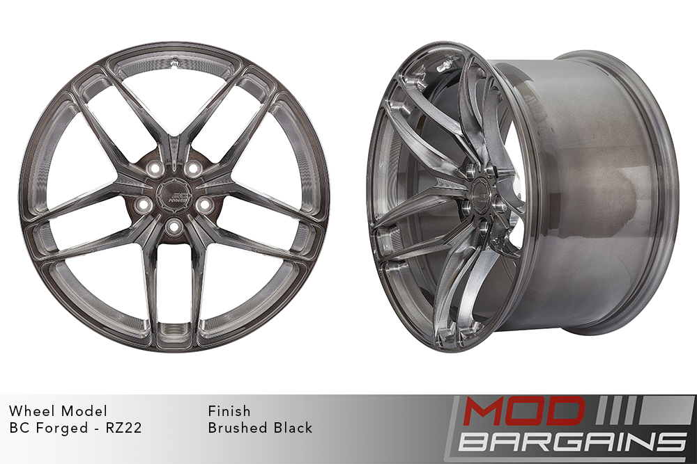 BC Forged RZ22 Split 5 Spoke Wheels Brushed Black Gunmetal