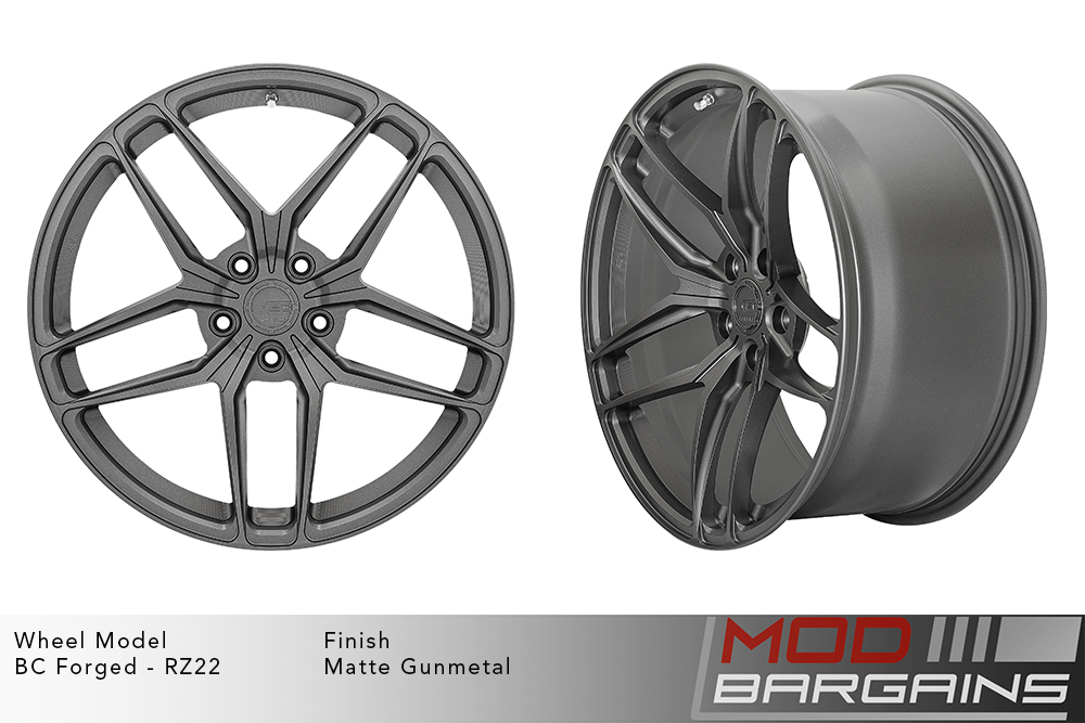 BC Forged RZ22 Split 5 Spoke Wheels Matte Gunmetal