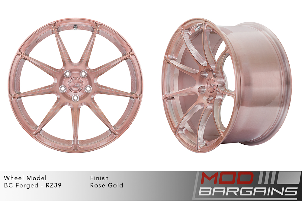 BC Forged RZ39 9 Spoke Brushed Rose Gold Pink Wheels