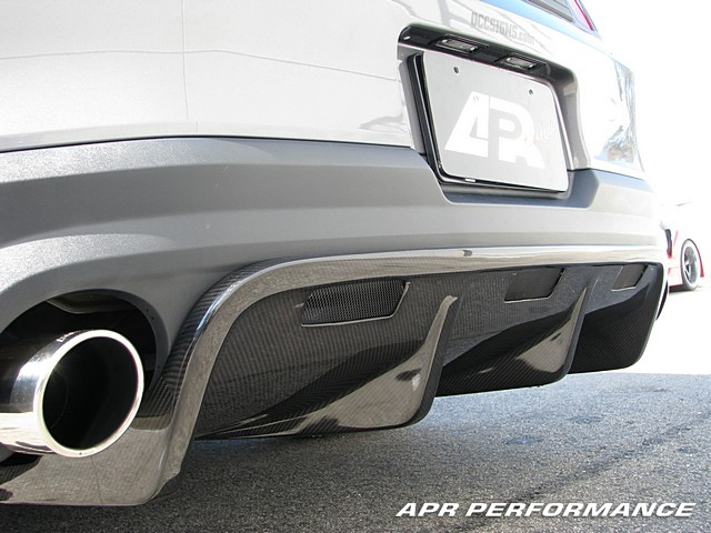 APR Performance Carbon Fiber Rear Diffuser Installed Left Rear Mustang AB-210019