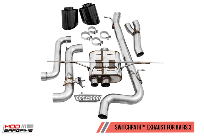 AWE EXHAUST SUITE FOR AUDI 8V RS 3 2.5T, SwitchPath Exhaust, AWE Performance Mid Pipes for Audi 8V RS 3, AWE SwitchPath Conversion Kit for Audi 8V RS 3, Modbargains.com