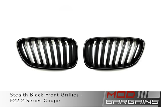 AUTOTECKNIC REPLACEMENT STEALTH BLACK FRONT GRILLES - F22 2-SERIES COUPE. Autotecknic part number ATK-BM-0172-MB, Modbargains.