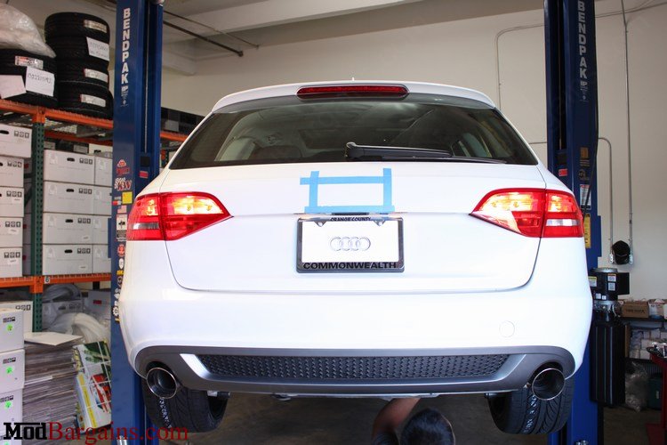 Billy Boat Cat-Back Exhaust Rear View on Audi A4 B8