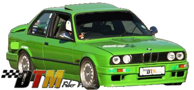 DTM Fiber Werkz BMW E30 Mtech II 1-Piece Side Skirts Mounted View 2