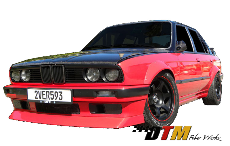 DTM Fiber Werkz BMW E30 Rivet On Fender Flares Mounted View 2